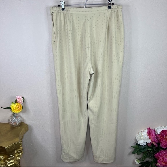 Size 14 Sag Harbor Beige Pinstriped Dress Pants Stretch Waistband Large - Picture 2 of 8